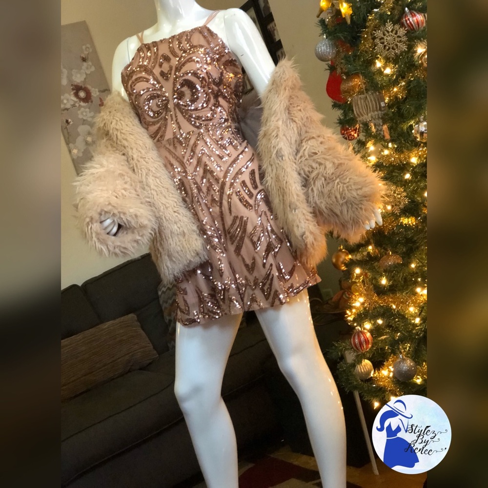 Blush Sequin Mini Party Dress